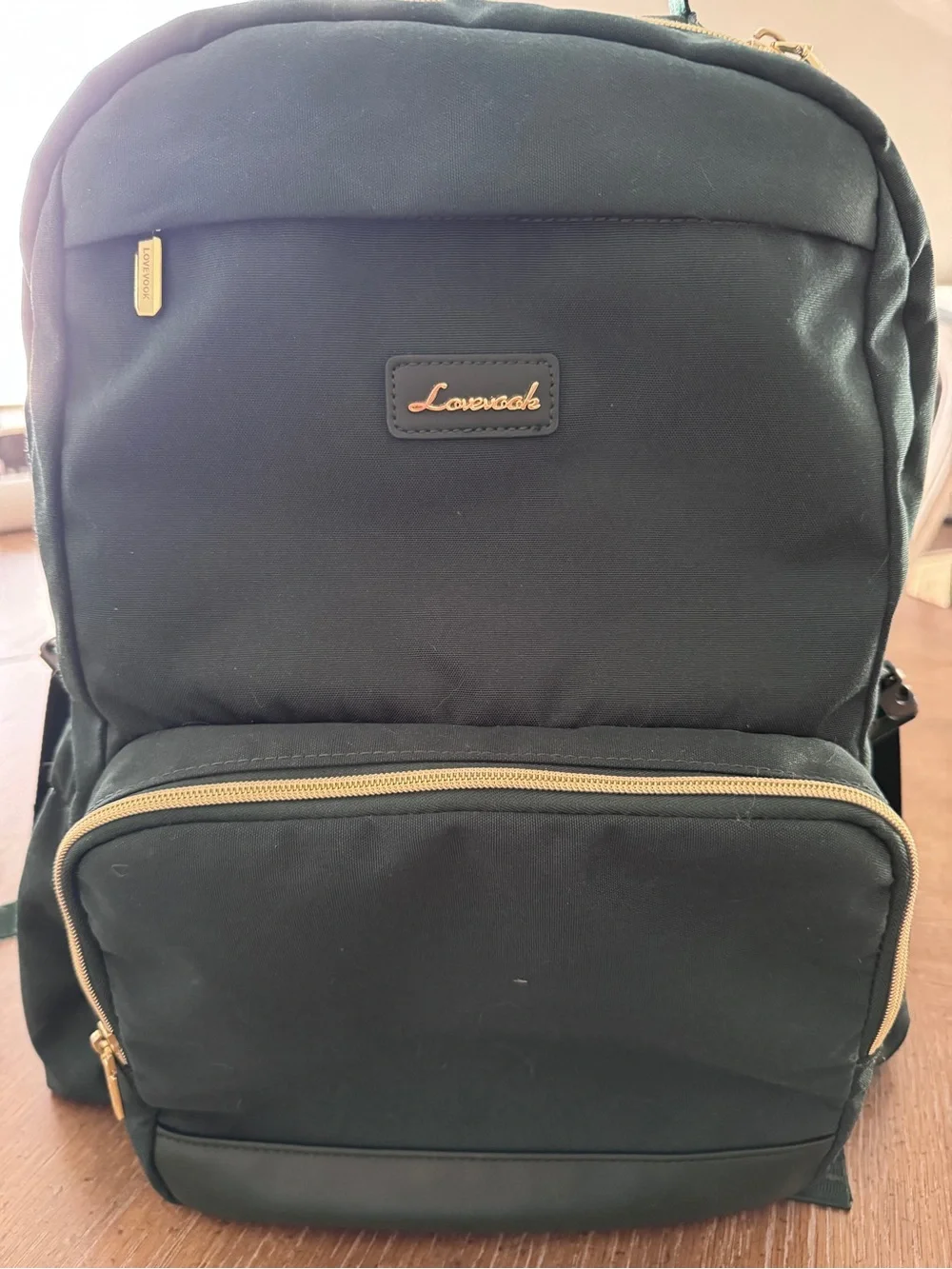 Lovevook Forest Green Backpack with Gold Zippers